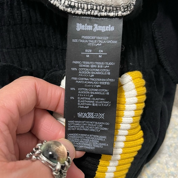 EUC Men’s Medium Palm Angles Chenille Straps Velvet Sweatpants In Black/Yellow - Picture 13 of 15